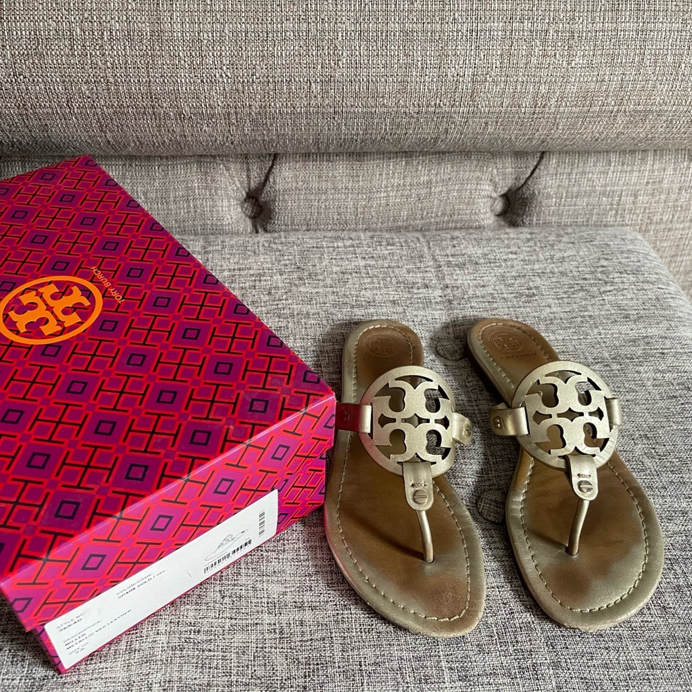 Tory Burch Miller metallic sandals gold size 7.5